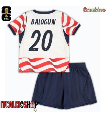 Stati Uniti Folarin Balogun #20 Prima Maglia Bambino Mondiali 2026 Manica Corta (+ Pantaloni corti)